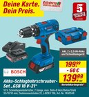 Akku-Schlagbohrschrauber-Set „GSB 18 V-21“ Angebote von Bosch bei toom Baumarkt Freiberg für 139,99 €