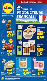 Catalogue Lidl de la semaine 8, "LIDL SOUTIENT LES PRODUCTEURS FRANÇAIS", page 1, 19/02/2026 - 25/02/2026 Prospectus Lidl en cours, "LIDL SOUTIENT LES PRODUCTEURS FRANÇAIS", page 1 sur 77