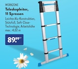 Teleskopleiter, 11 Sprossen von WORKZONE für 89,99 € bei ALDI Nord im Angebot Teleskopleiter, 11 Sprossen von WORKZONE im aktuellen ALDI Nord Prospekt