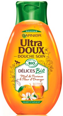 Bio Soleil - Ultra Doux dans le catalogue Monoprix Gel douche bio Miel et Fleur d’oranger - Ultra Doux à 2,27 € en promo chez Monoprix
