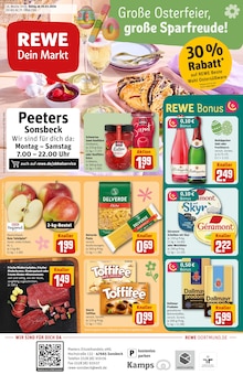 REWE Prospekt der Woche "Dein Markt" Seite 1, 30.03.2026 bis 04.04.2026 für Sonsbeck Aktueller REWE Prospekt "Dein Markt" Seite 1 von 34 Seiten für Sonsbeck