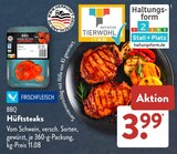 BBQ Hüftsteaks im ALDI SÜD Prospekt BBQ Hüftsteaks von FRISCHFLEISCH im aktuellen ALDI SÜD Prospekt für 3,99 €