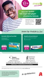 mea - meine apotheke Apotheken Prospekt der aktuellen Woche mit 4 Seiten, gültig von 01.06.2026 bis 30.06.2026, in Frankenberg und Umgebung Aktueller mea - meine apotheke Apotheken Prospekt in Frankenberg und Umgebung, "Unsere Juni-Angebote" mit 4 Seiten, 01.06.2026 - 30.06.2026