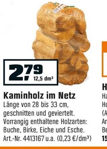 Kaminholz im Netz bei OBI in Elmshorn Kaminholz im Netz im Angebot bei OBI Elmshorn für 2,79 €