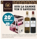 20% versés sur ma Carte U sur la gamme vin U Saveurs - U Saveurs en promo chez U Express Cannes