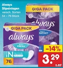 Slipeinlagen von Always im aktuellen Netto Marken-Discount Prospekt für 3,29 €