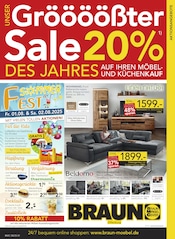 BRAUN Möbel-Center Möbel & Einrichtung Prospekt der aktuellen Woche mit 20 Seiten, gültig von 30.07.2025 bis 26.08.2025, in Steinach und Umgebung Aktueller BRAUN Möbel-Center Möbel & Einrichtung Prospekt in Steinach und Umgebung, "Gröööößter Sale des Jahres!" mit 20 Seiten, 30.07.2025 - 26.08.2025