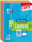 HAM 5 CAHIERS OXFORD 24X32 CARTON 96P SEYES 90G - OXFORD en promo chez Auchan Hypermarché Montreuil à 8,20 €