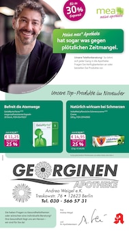 mea - meine apotheke Prospekt der Woche "Unsere November-Angebote" Seite 1, 01.11.2025 bis 30.11.2025 für Berlin Aktueller mea - meine apotheke Prospekt "Unsere November-Angebote" Seite 1 von 4 Seiten für Berlin