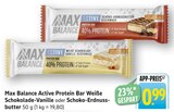Active Protein Bar Weiße Schokolade-Vanille im Angebot bei E center in Ulm Active Protein Bar Weiße Schokolade-Vanille Angebote von Max Balance bei E center Ulm für 0,99 €