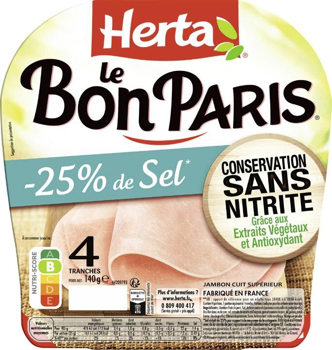 Jambon Le Bon Paris Sans Nitrite sel réduit