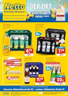 Bier im Netto Marken-Discount Prospekt "DER ORT, AN DEM DU IMMER AUSGEZEICHNETE PREISE FINDEST." mit 2 Seiten (Langenhagen)