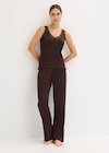 Pjyama aus Rippe mit Spitzentop in dunkelbraun, Rippware von bonprix im aktuellen bonprix. Prospekt für 21,99 €