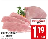 Puten-Schnitzel oder -Braten von  im aktuellen EDEKA Prospekt für 1,19 €