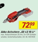 Aktuelles Akku-Astschere GE-LS 18 Li Angebot bei toom Baumarkt in Bremen ab 72,99 €