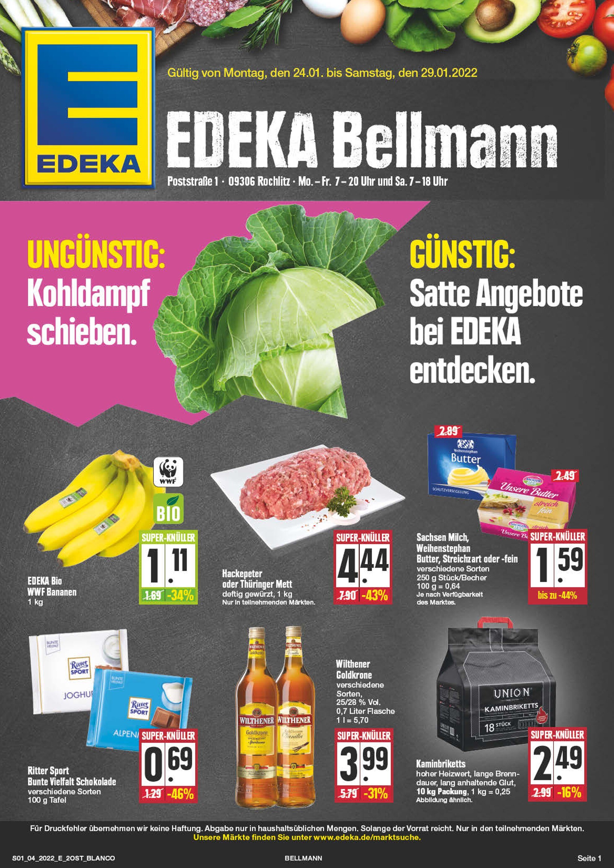 EDEKA Prospekt für Wechselburg mit 24 Seiten EDEKA Prospekt für Wechselburg: "Top Angebote!", 24 Seiten, 24.01.2022 - 29.01.2022