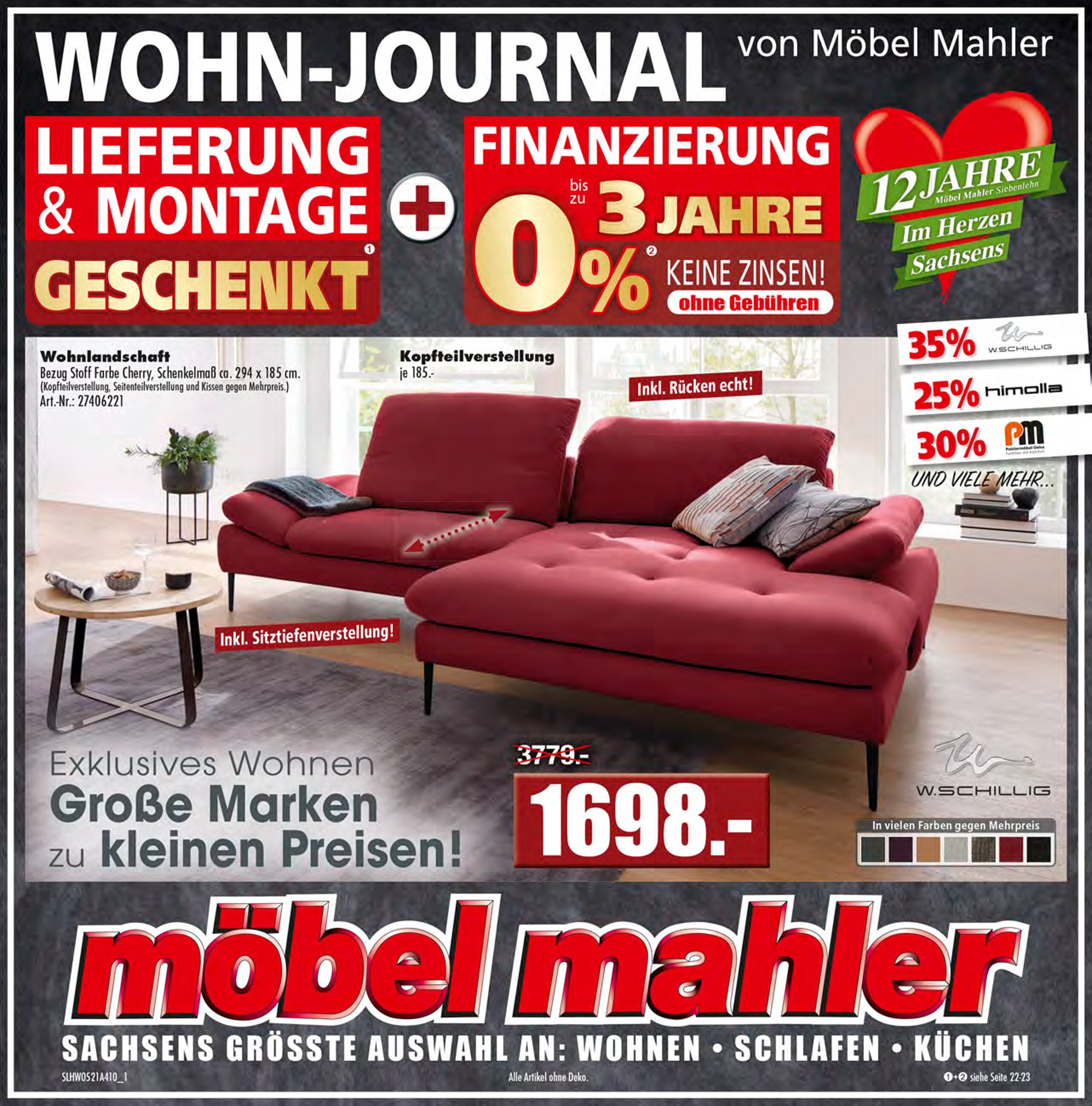 Möbel Mahler Siebenlehn Prospekt für Großbothen mit 24 Seiten Möbel Mahler Siebenlehn Prospekt für Großbothen: "WOHN-JOURNAL", 24 Seiten, 25.10.2021 - 13.11.2021