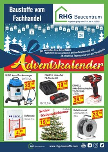 RHG Baucentrum Prospekt für Falkenstein, Vogtl mit 8 Seiten RHG Baucentrum Prospekt für Falkenstein, Vogtl: Adventskalender!, 8 Seiten, 27.11.2021 - 04.12.2021