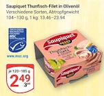 Thunfisch-Filet in Olivenöl Angebote von Saupiquet bei GLOBUS Bensheim für 2,49 €
