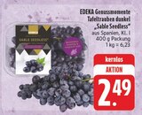 EDEKA - Genussmomente Tafeltrauben dunkel Sable Seedless Angebot im Prospekt Genussmomente Tafeltrauben dunkel Sable Seedless bei EDEKA im Prospekt "" für 2,49 €
