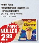 Weizentortilla Taschen oder Tortilla glutenfrei Angebote von Old el Paso bei V-Markt Augsburg für 2,99 €