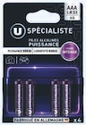 Pile Specialiste U X4 LR6 - AA - U - Super U à Saint-Étienne Pile Specialiste U X4 LR6 - AA - U en promo chez Super U Saint-Étienne à 2,59 €