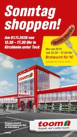 toom Baumarkt Baumärkte Prospekt der aktuellen Woche mit 1 Seite, gültig von 01.11.2026 bis 01.11.2026, in Kirchheim und Umgebung Aktueller toom Baumarkt Baumärkte Prospekt in Kirchheim und Umgebung, "Sonntag shoppen!" mit 1 Seite, 01.11.2026 - 01.11.2026