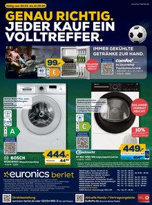 Waschmaschine im EURONICS Prospekt "GENAU RICHTIG. UNSERE VOLLTREFFER ZUR WM." mit 20 Seiten (Schwerte (Hansestadt an der Ruhr))