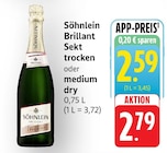 Brillant Sekt trocken Angebote von Söhnlein bei EDEKA Mannheim für 2,59 €