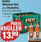 Münchner Hell oder Alkoholfrei Angebote von Spaten bei V-Markt Regensburg für 13,99 €