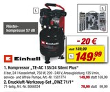 Kompressor "TE-AC 135/24 Silent Plus" oder Druckluft-Werkzeug-Set „DWZ 71/1“ bei toom Baumarkt im Luckenwalde Prospekt für 79,99 €