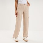 Pantalon cargo taille élastiquée lyocell beige femme - La Halle à Caen Pantalon cargo taille élastiquée lyocell beige femme en promo chez La Halle Caen à 29,99 €