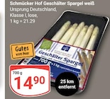 Geschälter Spargel weiß Angebote von Schmücker Hof bei GLOBUS Duisburg für 14,90 €