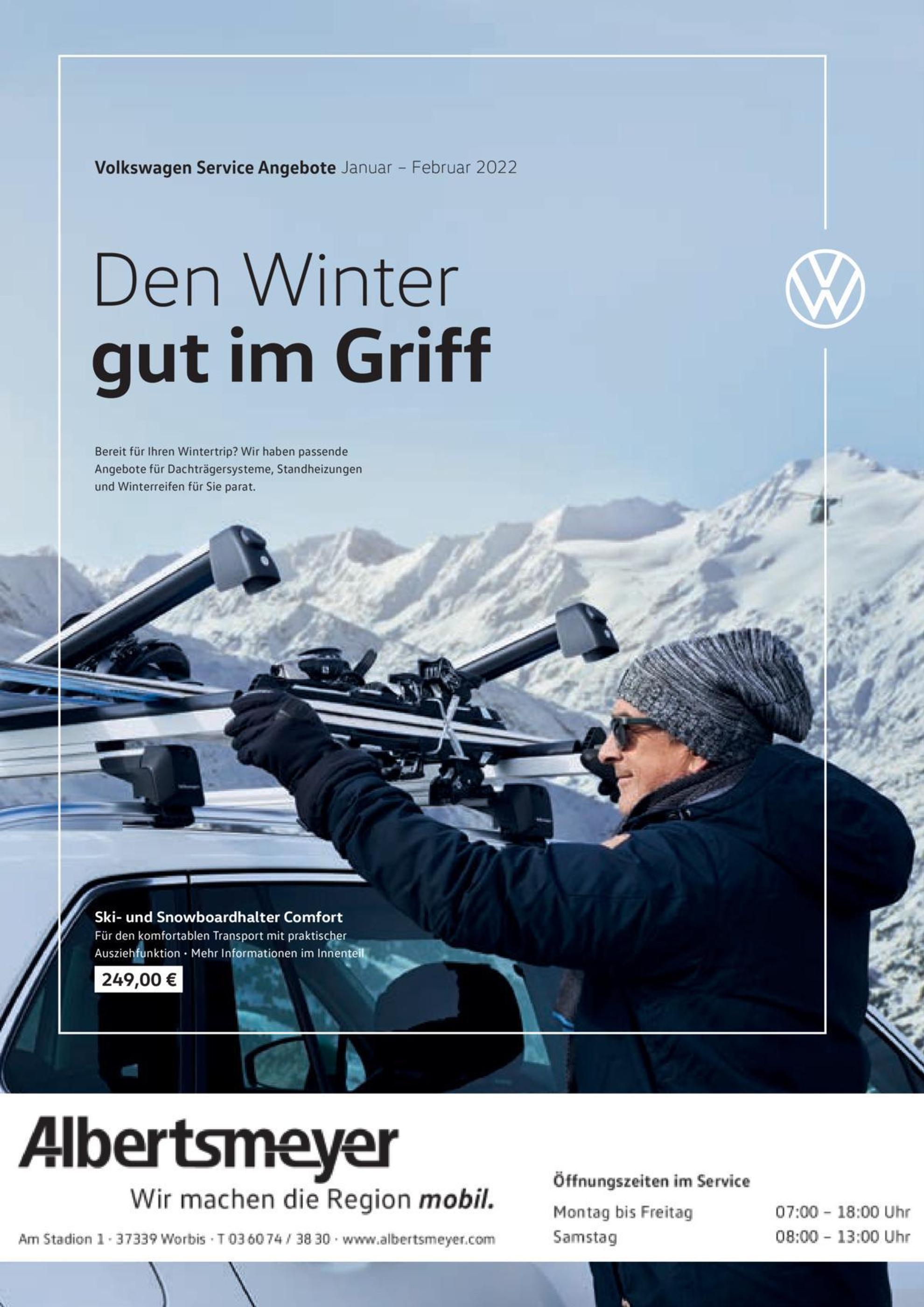 Volkswagen Prospekt für Deuna mit 1 Seite Volkswagen Prospekt für Deuna: "Den Winter gut im Griff", 1 Seite, 01.01.2022 - 28.02.2022