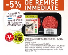 Steaks hachés de viande bovine 15% - NaturéO à Massy Steaks hachés de viande bovine 15% en promo chez NaturéO Massy à 4,66 €