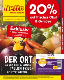Netto Marken-Discount Prospekt "20% auf frisches Obst & Gemüse" mit  Seiten (Bremerhaven)