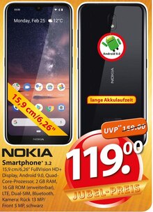Nokia Smartphone* 3.2 bei famila Nordost in Hamburg Nokia Smartphone* 3.2 im Angebot bei famila Nordost Hamburg für 119,00 €