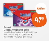 Reinigungsmittel im tegut Prospekt All in 1 Extra Tabs von Somat im aktuellen tegut Prospekt für 4,99 €