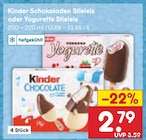 Schokoladen Stieleis oder Yogurette Stieleis Angebote von Kinder bei Netto Marken-Discount Pforzheim für 2,79 €