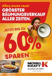 Möbel Kraft Prospekt für Halle: "GRÖSSTER RÄUMUNGSVERKAUF ALLER ZEITEN", 1 Seite, 21.01.2026 - 27.01.2026