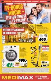 MEDIMAX Prospekt "TV-BONUS WOCHE - ZEIT FÜR GROSSE TV-FREUDE!", 11 Seiten, 09.10.2026 - 09.10.2026 Aktueller MEDIMAX Prospekt, "TV-BONUS WOCHE - ZEIT FÜR GROSSE TV-FREUDE!", mit Angeboten der Woche, gültig von 09.10.2026 bis 09.10.2026