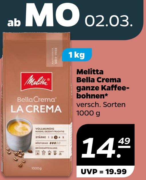 Bella Crema ganze Kaffeebohnen