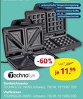 Sandwichtoaster 29050 oder Waffeleisen 29051 Angebote von TECHNOLUX bei ROLLER Ulm für 11,99 €