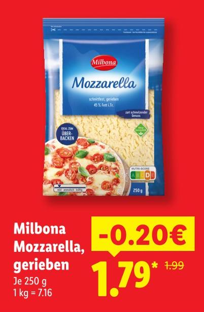 Mozzarella, gerieben