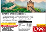 Aktuelles 4-STERNE-STUDIENREISE CHINA Angebot bei Netto Marken-Discount in Wuppertal ab 1.799,00 €