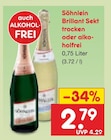 Brillant Sekt trocken oder alkoholfrei Angebote von Söhnlein bei Netto Marken-Discount Delmenhorst für 2,79 €
