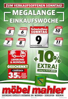 Möbel Mahler Siebenlehn Prospekt ZUM VERKAUFSOFFENEN SONNTAG! mit 16 Seiten