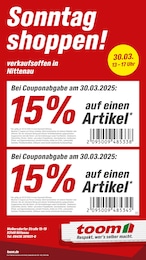 toom Baumarkt Prospekt "Sonntag shoppen!" für Kallmünz, 1 Seite, 30.03.2025 - 30.03.2025