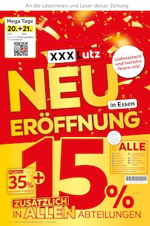 XXXLutz Möbelhäuser Prospekt Neueröffnung - Lüdenscheid und Iserlohn feiern mit! mit 8 Seiten