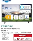 UHD-LED-Fernseher 55A6N im METRO Prospekt UHD-LED-Fernseher 55A6N von Hisense im aktuellen METRO Prospekt für 351,04 €